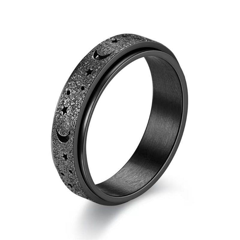Golden Plated Stainless Steel Rotating Rings for Women - Hollow Star and Moon Designs, Durable Everyday Jewelry or Gift, Rotating Jewelry|Classic Rings|Durable Ring