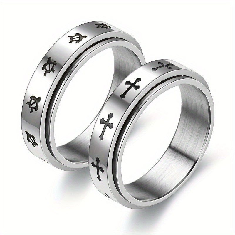 Men's Cross Design Rotating Ring - Minimalist Everyday & Formal Jewelry, Christmas Thanksgiving Gift for Him, Year-Round Wearable Ring for Wedding, Birthday, Anniversary - Affordable Luxury Accessories, Versatile Accessory, Unique Craftsmanship,