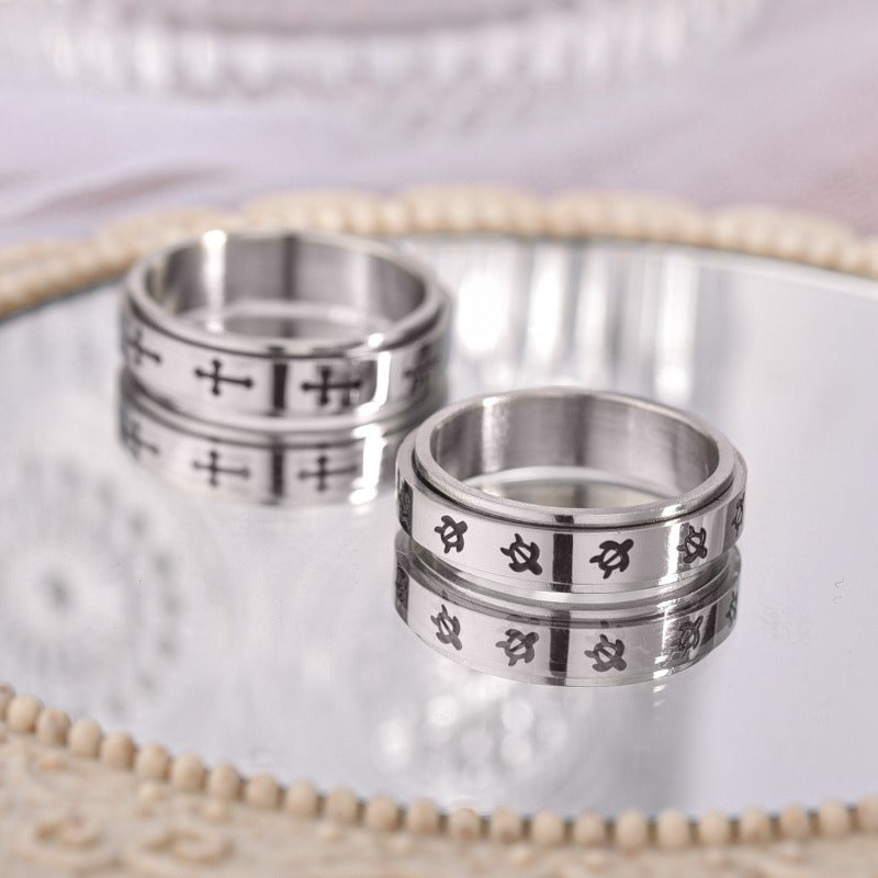 Men's Cross Design Rotating Ring - Minimalist Everyday & Formal Jewelry, Christmas Thanksgiving Gift for Him, Year-Round Wearable Ring for Wedding, Birthday, Anniversary - Affordable Luxury Accessories, Versatile Accessory, Unique Craftsmanship,