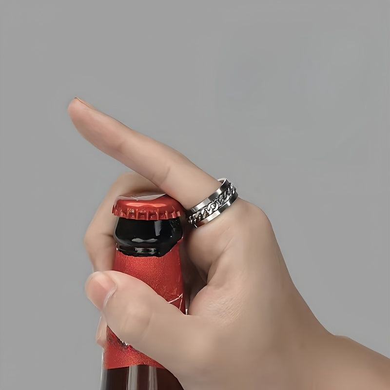 1pc, Creative Rotating Chain Ring, Beer Opener, Simple Design,, Christmas Gift