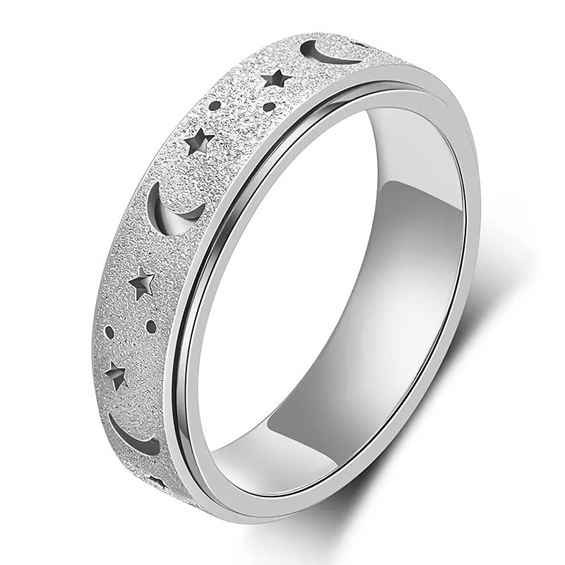 1pc / Fidget Ring Made Of 316L Stainless Steel Rotatable Design Trendy Moon And Star Design Multi Colors to Choose Match Daily Outfits