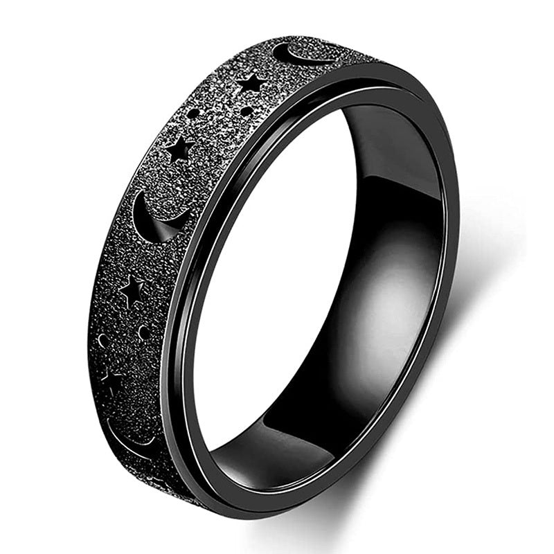 [Moon Star Spinner Ring] Stainless Steel Rotatable Moon Star Spinner Ring for Women & Men - Unique Design, Gift for Eid, Ramadan