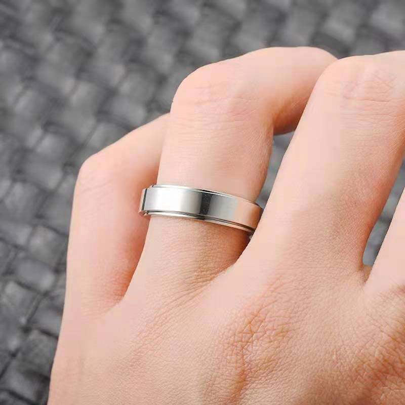Minimalist Anxiety Ring Made of Stainless Steel Rotatable Design for Releasing Your Stress Silvery Or Black Make Your Call, Suitable for Women