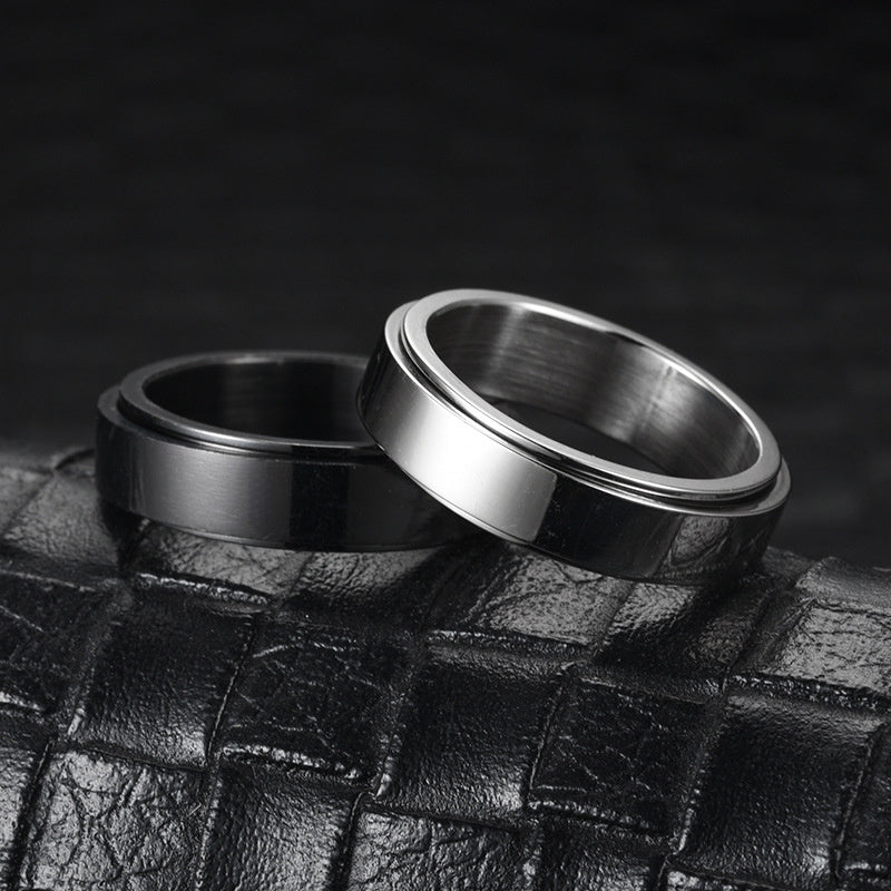 Minimalist Anxiety Ring Made of Stainless Steel Rotatable Design for Releasing Your Stress Silvery Or Black Make Your Call, Suitable for Women