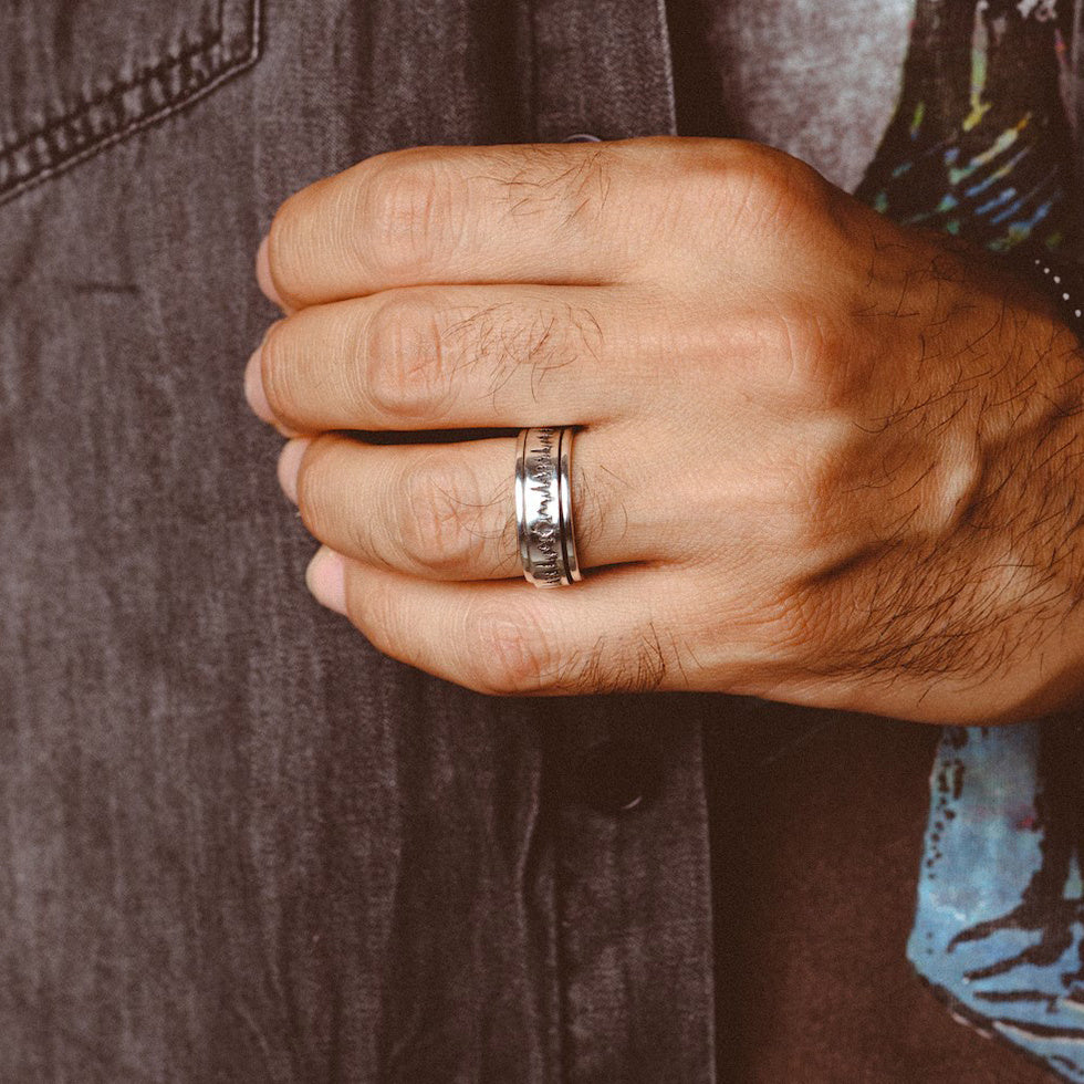 [Vintage Forest-Inspired Ring] Stainless Steel Vintage Forest-Inspired Ring - Silvery Plated, Rotatable Anxiety Relief Design for Everyday & Party Wear
