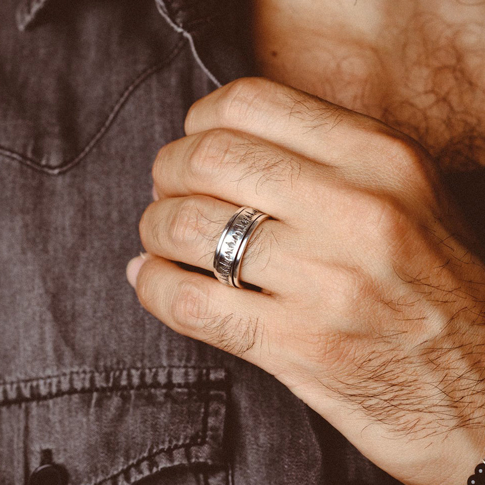 [Vintage Forest-Inspired Ring] Stainless Steel Vintage Forest-Inspired Ring - Silvery Plated, Rotatable Anxiety Relief Design for Everyday & Party Wear