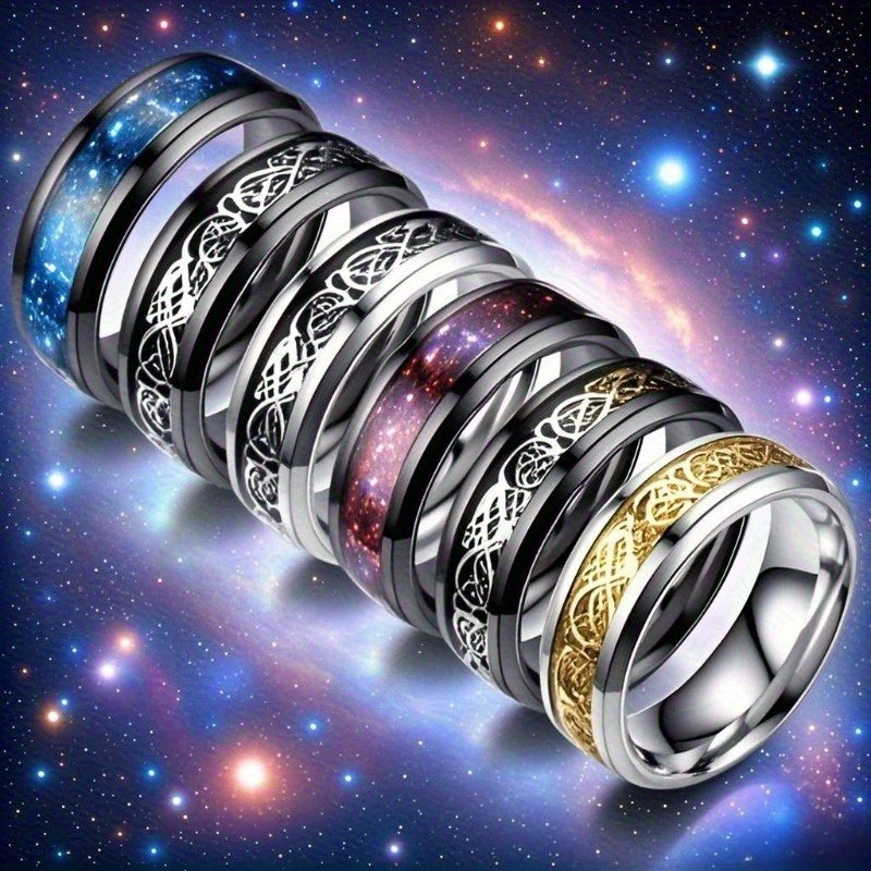 Colorful carved and rotatable rings with multiple color options, suitable for festivals such as Independence Day and Christmas, trendy accessories