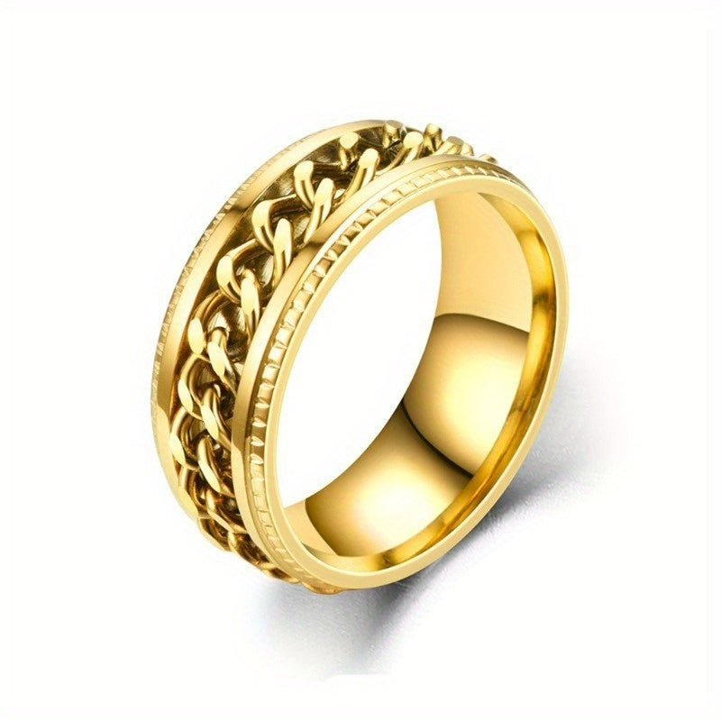 Trendy Chain Stripe Rotatable Rings with Multiple Color Options, Suitable for Festivals Such As Independence Day And Christmas, a Unique Accessory.