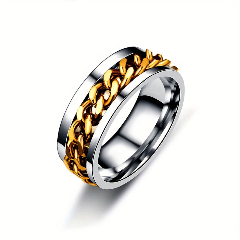 925 Silver, Rotatable Chain Ring, Fashion Creative, Casual Attire, Men's and Women's Rings