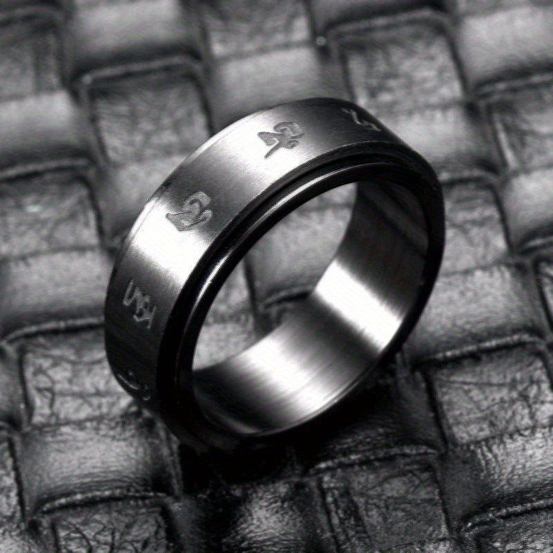 Black engraved rotating ring, suitable for American Thanksgiving and Christmas, a trendy and accessory