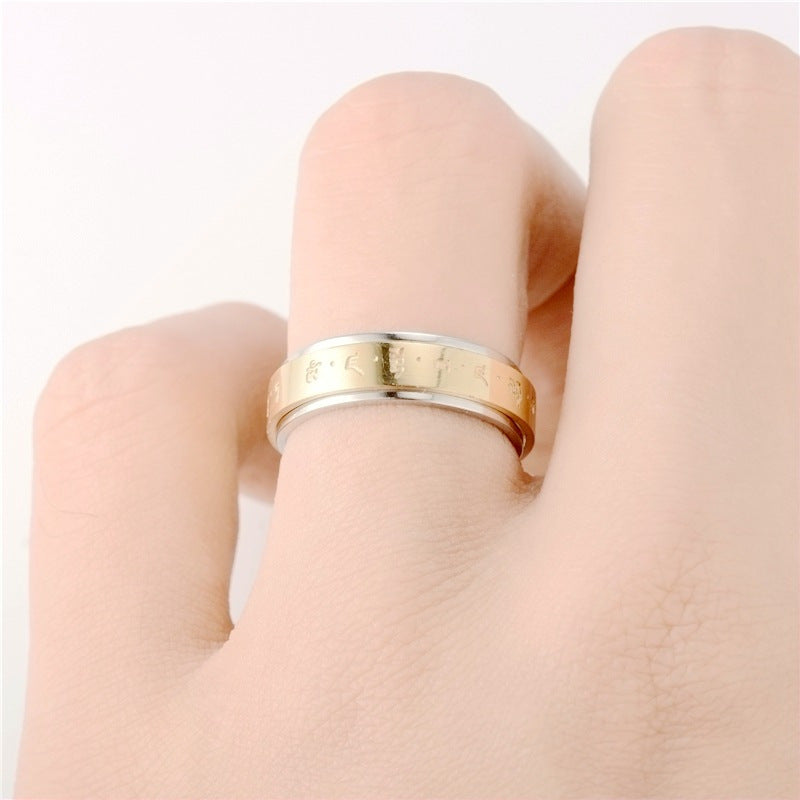 This special text and pattern ring features a double-ring rotatable design, making it suitable for American Independence Day, Thanksgiving Day and other festivals. Its unique style adds cultural charm to your outfit., for Teenager