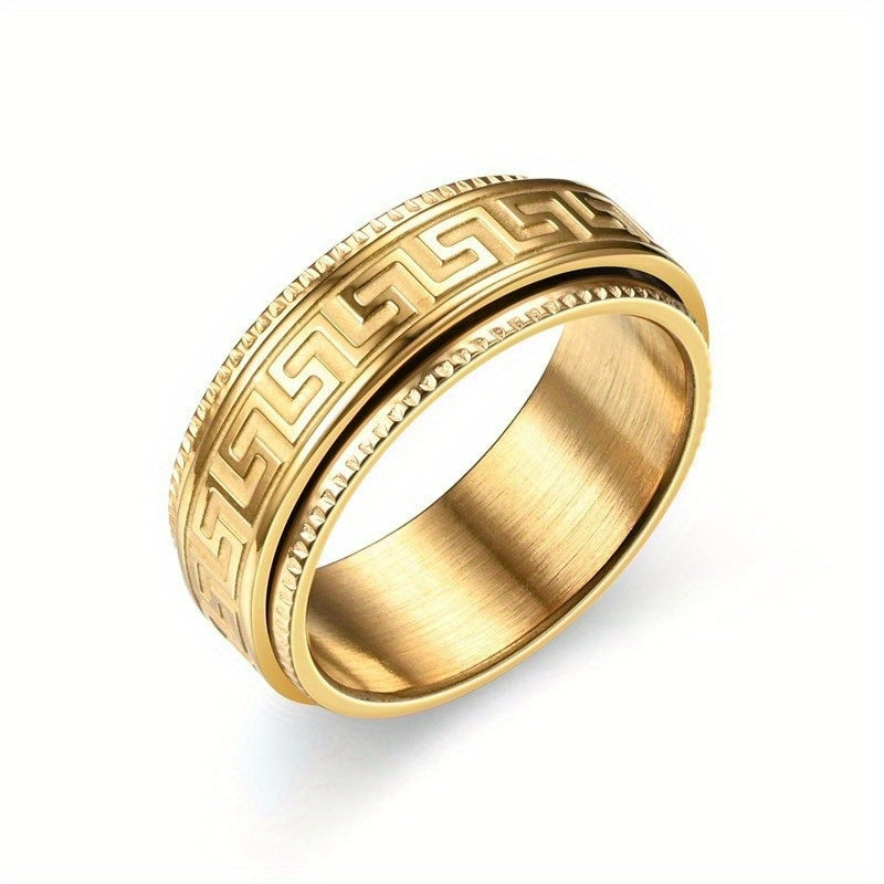 The Retro Fretwork Rotatable Ring Is Available in 3 Colors, Suitable for Festivals Such As Independence Day And Christmas. It Is a Trendy And Personalized Accessory.