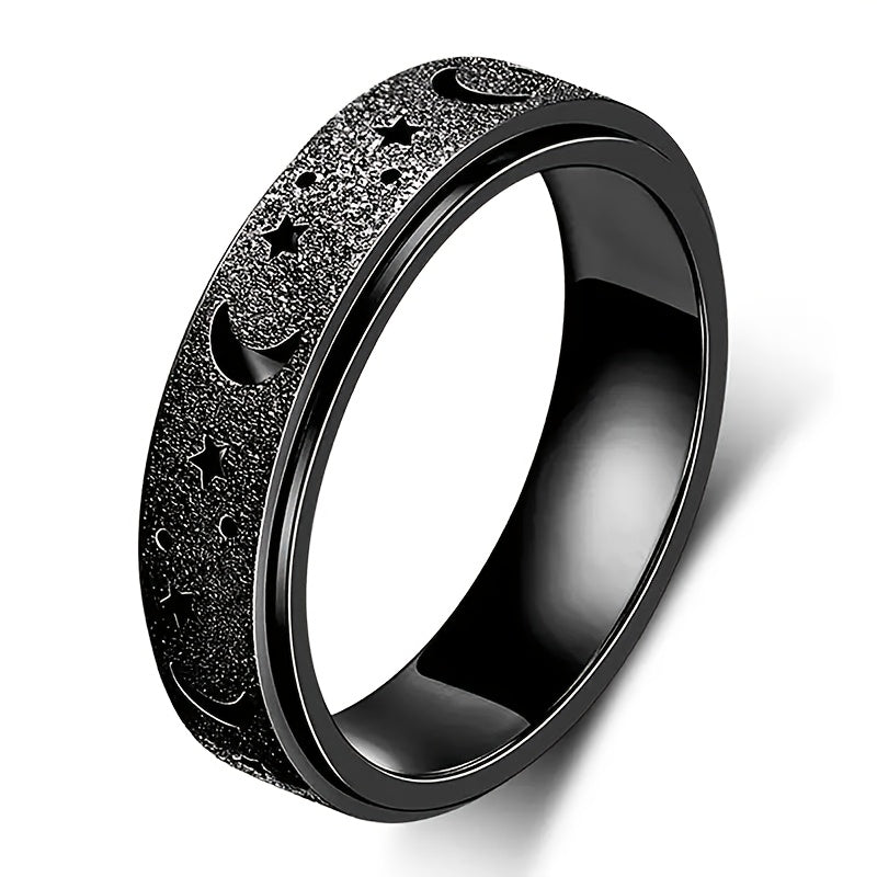 1pc / Fidget Ring Made Of 316L Stainless Steel Rotatable Design Trendy Moon And Star Design Multi Colors to Choose Match Daily Outfits