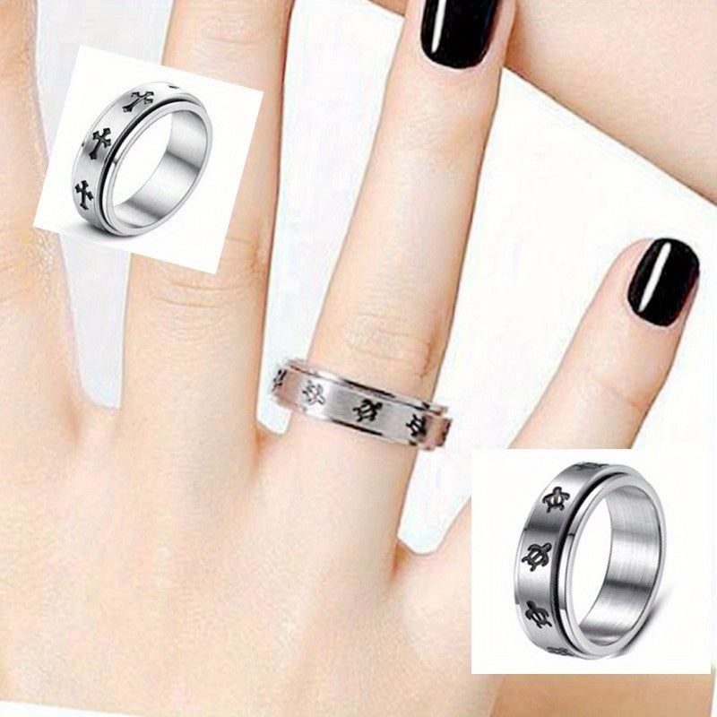 Men's Cross Design Rotating Ring - Minimalist Everyday & Formal Jewelry, Christmas Thanksgiving Gift for Him, Year-Round Wearable Ring for Wedding, Birthday, Anniversary - Affordable Luxury Accessories, Versatile Accessory, Unique Craftsmanship,