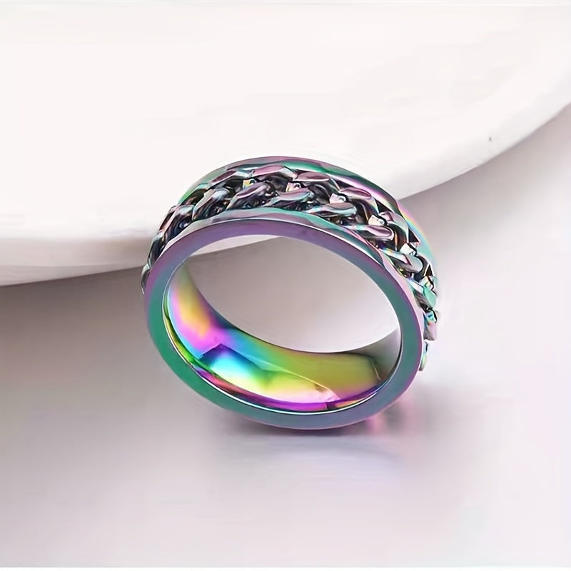 Rotating Titanium Steel Bottle Opener Ring - Male Cool Accessories, Stainless Steel Can, Chain Ring, Trend Explosion