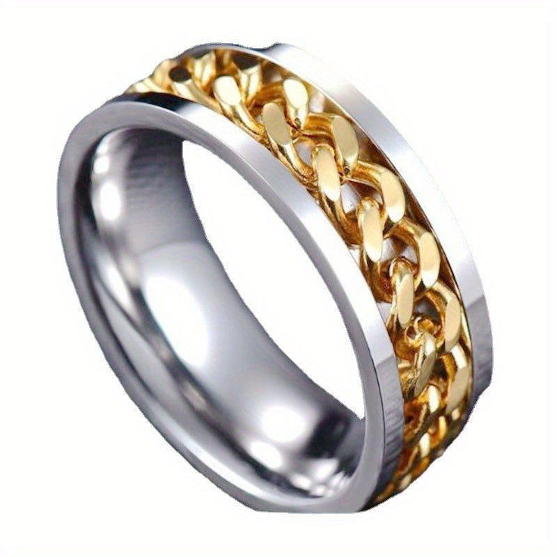 925 Silver, Rotatable Chain Ring, Fashion Creative, Casual Attire, Men's and Women's Rings