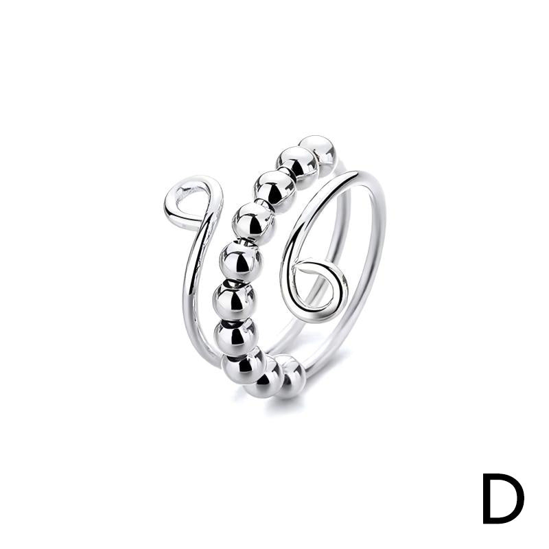Elegant Boho Stainless Steel Anxiety Rings for Women - Anti-Stress Fidget Spinner Rings with Rainbow Beads, Rotates Freely, Adjustable Stacking Jewelry for Daily & Gift Occasions, Perfect for Christmas, Bohemian Style, Best for Christmas