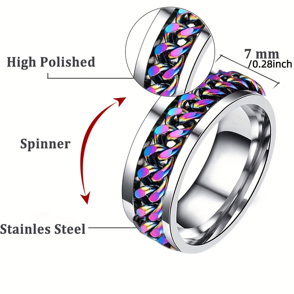 Rotating Titanium Steel Bottle Opener Ring - Male Cool Accessories, Stainless Steel Can, Chain Ring, Trend Explosion