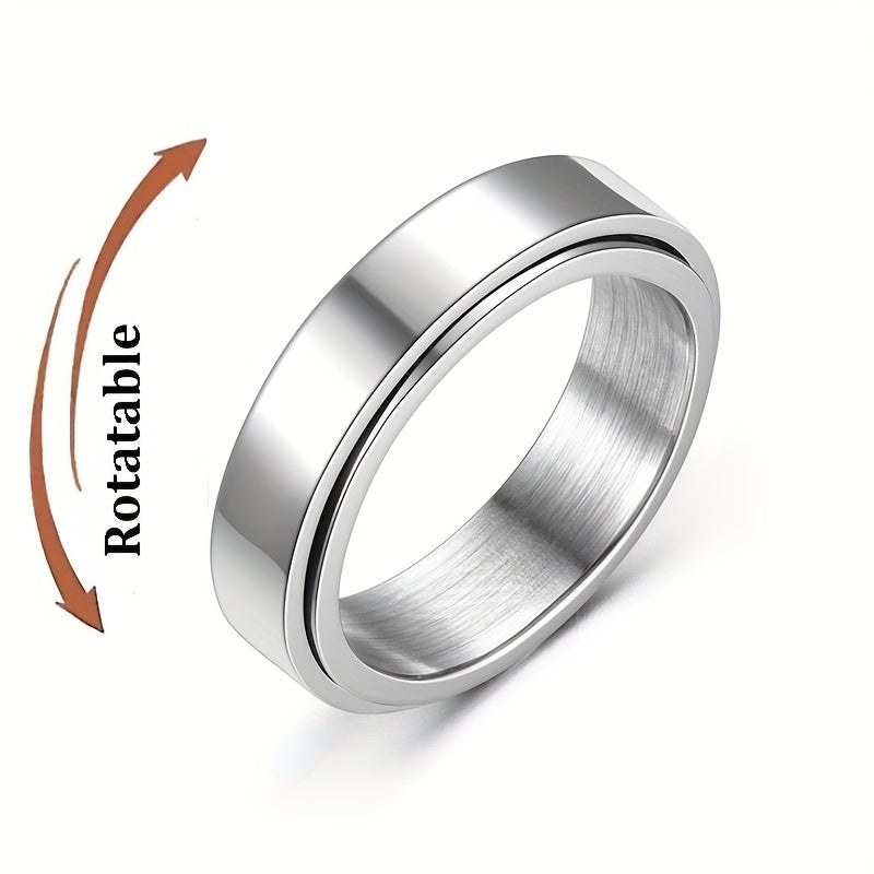 Minimalist Anxiety Ring Made of Stainless Steel Rotatable Design for Releasing Your Stress Silvery Or Black Make Your Call, Suitable for Women