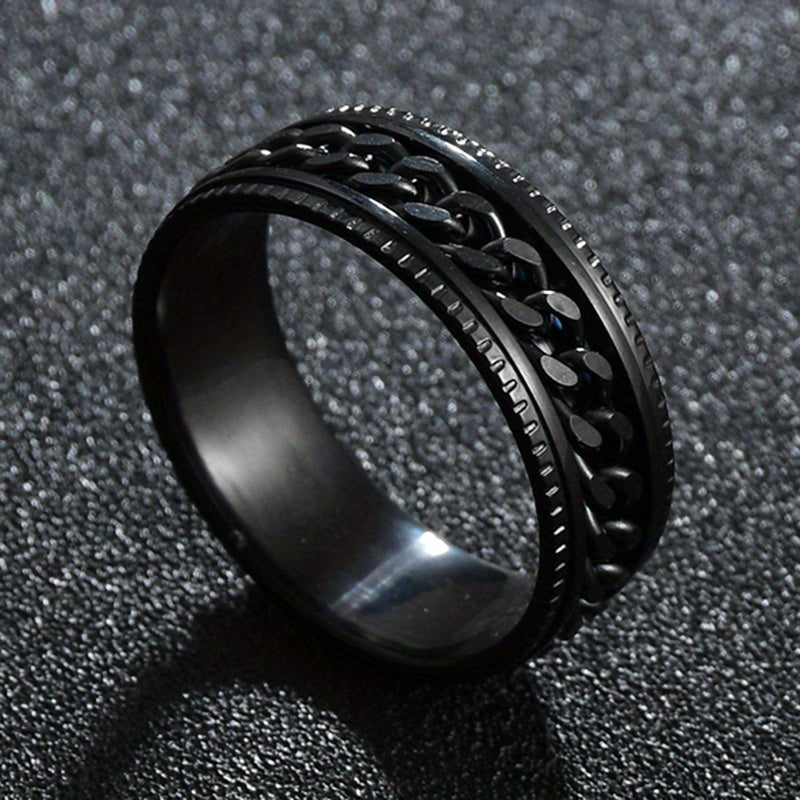 1pc Stainless Steel Rotatable Ring for Men Women High Quality Hip Hop Rock Spinner Chain Ring Punk Fashion Jewelry Party Gift