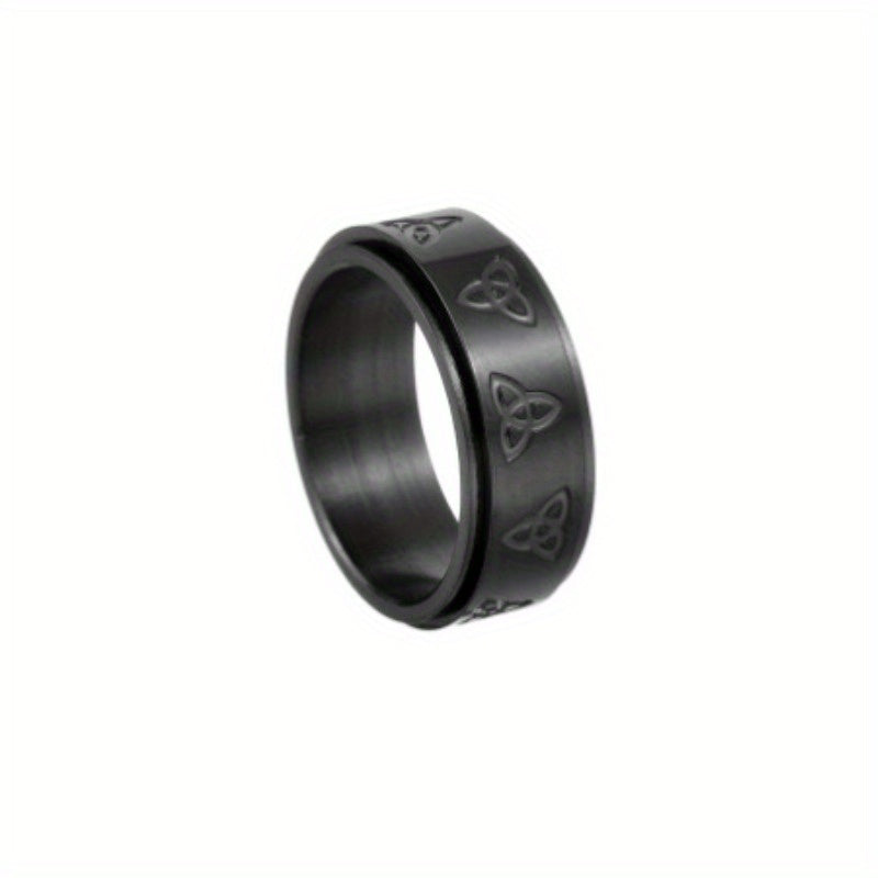 Stylish Titanium Steel Spinner Ring with Triangular Knot Design - Unisex, Rotating, Stress-Relieving, Ideal for Casual Attire & Gifting on Valentine's, Easter, St. Patrick'S Day, Vacation Accessory|Rotating Ring|Durable Construction, Without Battery