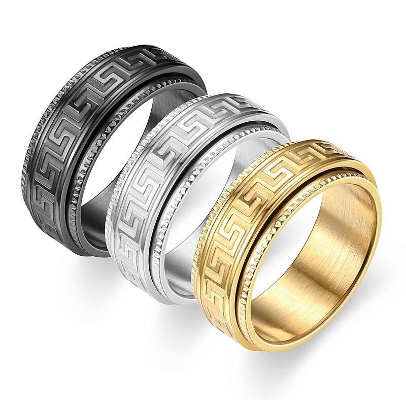 The Retro Fretwork Rotatable Ring Is Available in 3 Colors, Suitable for Festivals Such As Independence Day And Christmas. It Is a Trendy And Personalized Accessory.