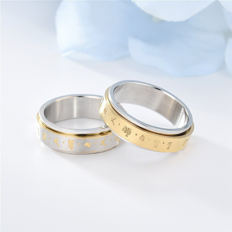 This special text and pattern ring features a double-ring rotatable design, making it suitable for American Independence Day, Thanksgiving Day and other festivals. Its unique style adds cultural charm to your outfit., for Teenager