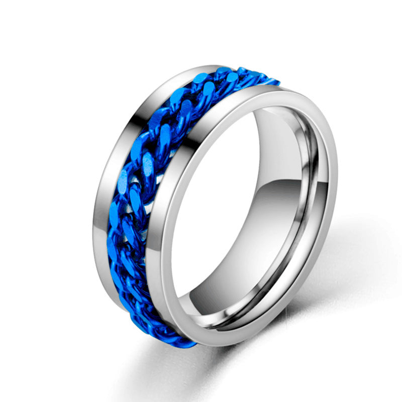 925 Silver, Rotatable Chain Ring, Fashion Creative, Casual Attire, Men's and Women's Rings
