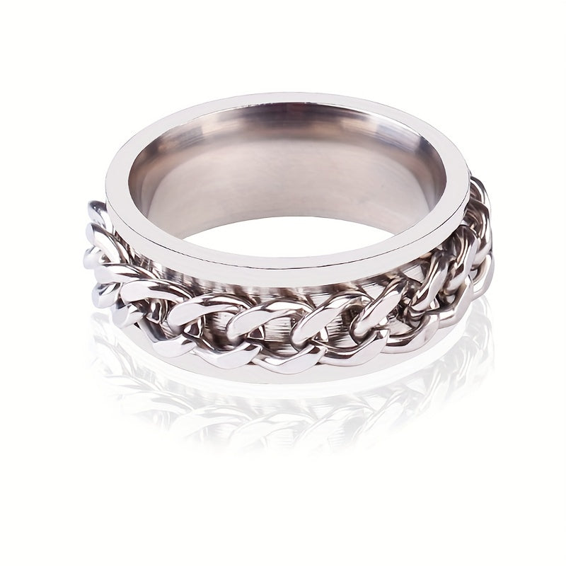 Rotating Titanium Steel Bottle Opener Ring - Male Cool Accessories, Stainless Steel Can, Chain Ring, Trend Explosion