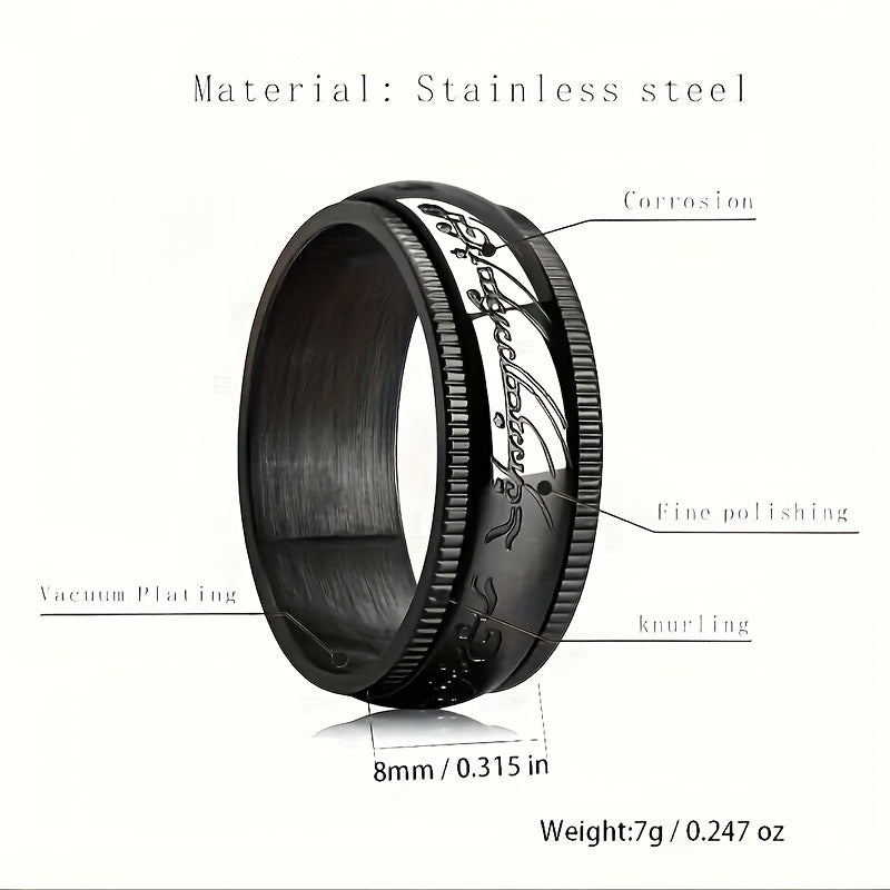 [Exquisite Couple Ring] Exquisite Stainless Steel Rotatable Couple Ring - Mysterious Style, Suitable for Daily Couple Gift Giving, Valentine's Day, Various Holiday Gifts