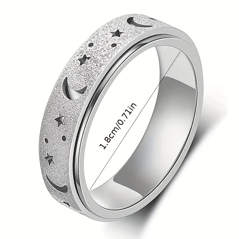 1pc / Fidget Ring Made Of 316L Stainless Steel Rotatable Design Trendy Moon And Star Design Multi Colors to Choose Match Daily Outfits