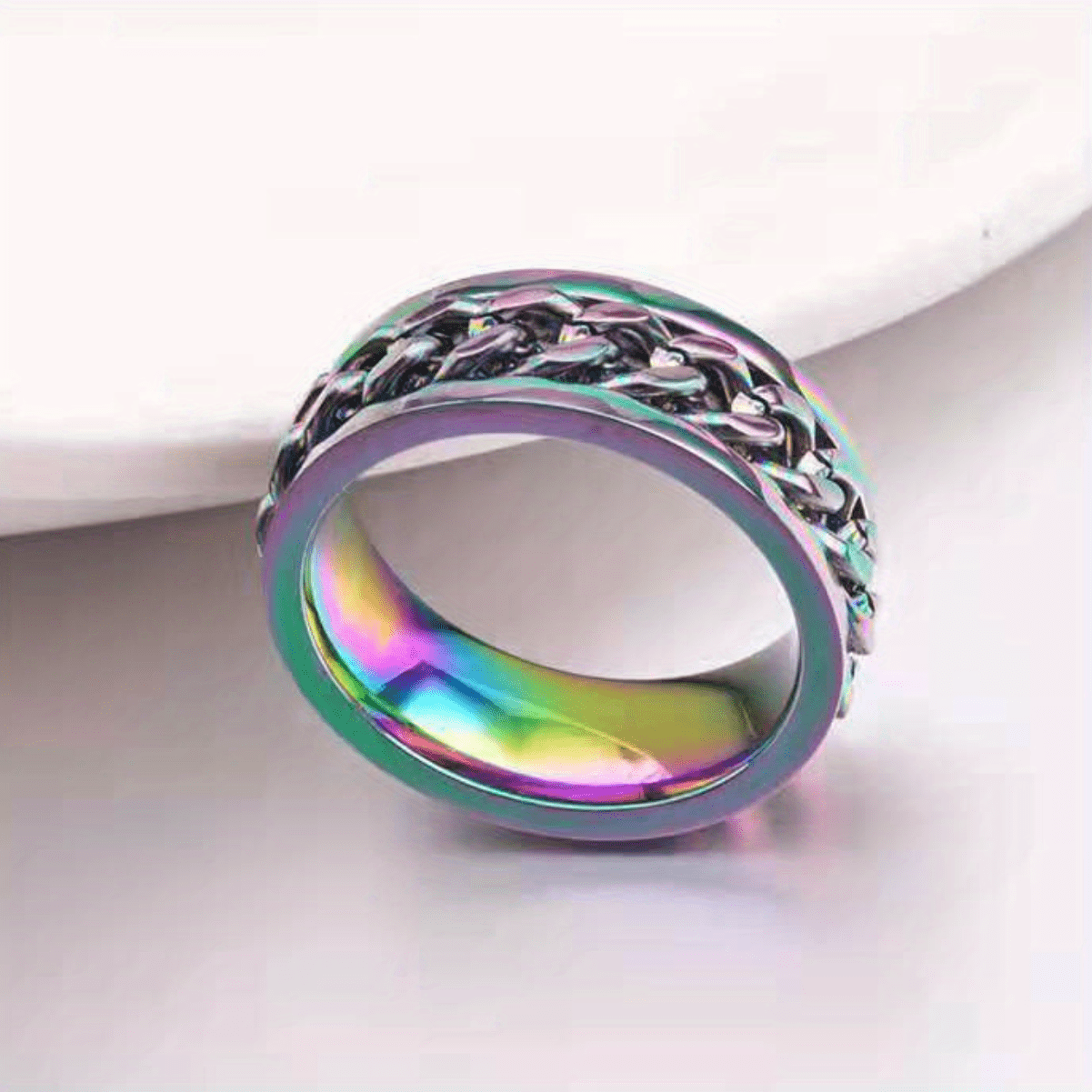 Rotating Titanium Steel Bottle Opener Ring - Male Cool Accessories, Stainless Steel Can, Chain Ring, Trend Explosion