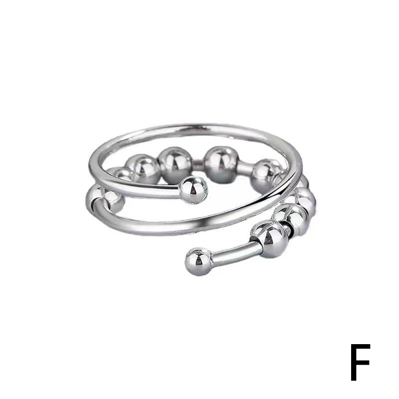 Elegant Boho Stainless Steel Anxiety Rings for Women - Anti-Stress Fidget Spinner Rings with Rainbow Beads, Rotates Freely, Adjustable Stacking Jewelry for Daily & Gift Occasions, Perfect for Christmas, Bohemian Style, Best for Christmas