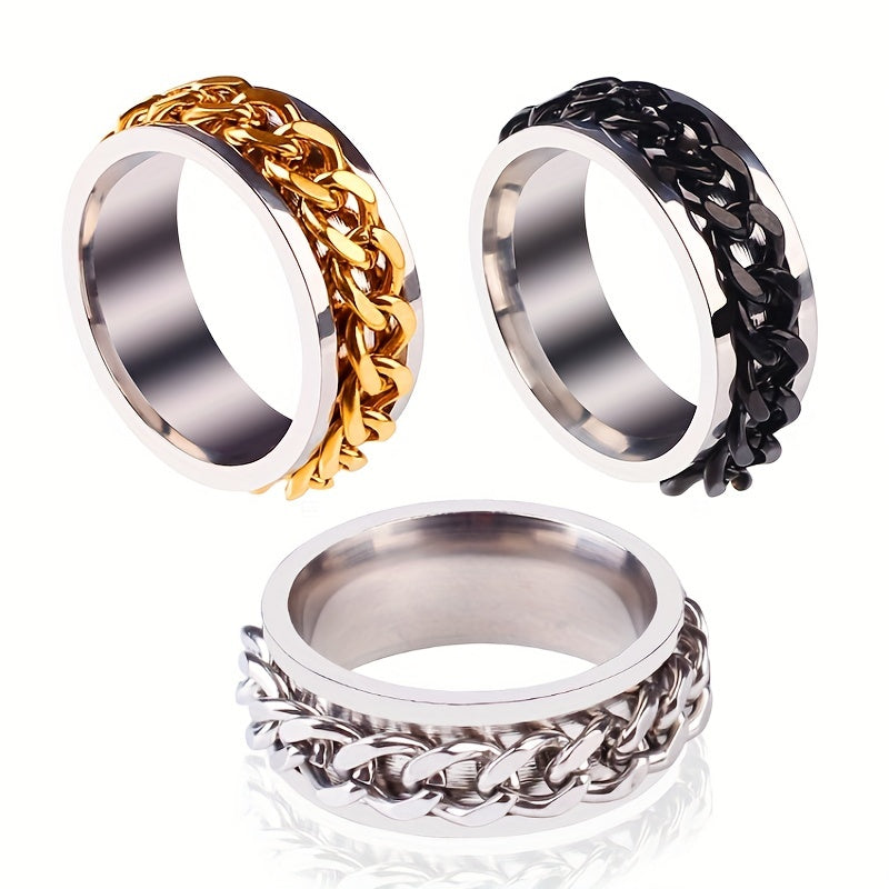 Rotating Titanium Steel Bottle Opener Ring - Male Cool Accessories, Stainless Steel Can, Chain Ring, Trend Explosion