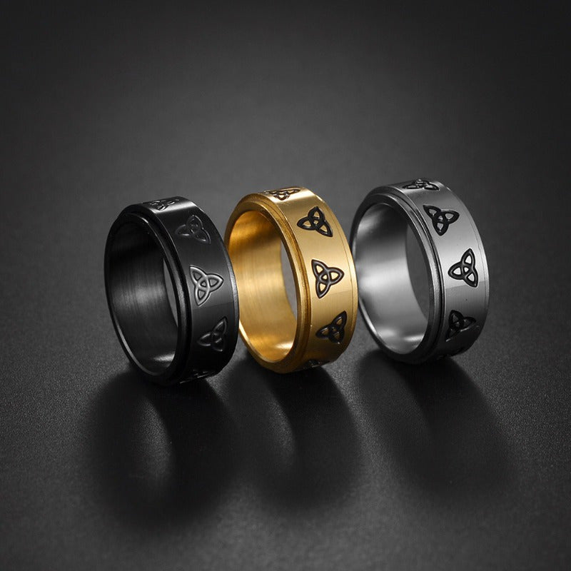 Stylish Titanium Steel Spinner Ring with Triangular Knot Design - Unisex, Rotating, Stress-Relieving, Ideal for Casual Attire & Gifting on Valentine's, Easter, St. Patrick'S Day, Vacation Accessory|Rotating Ring|Durable Construction, Without Battery