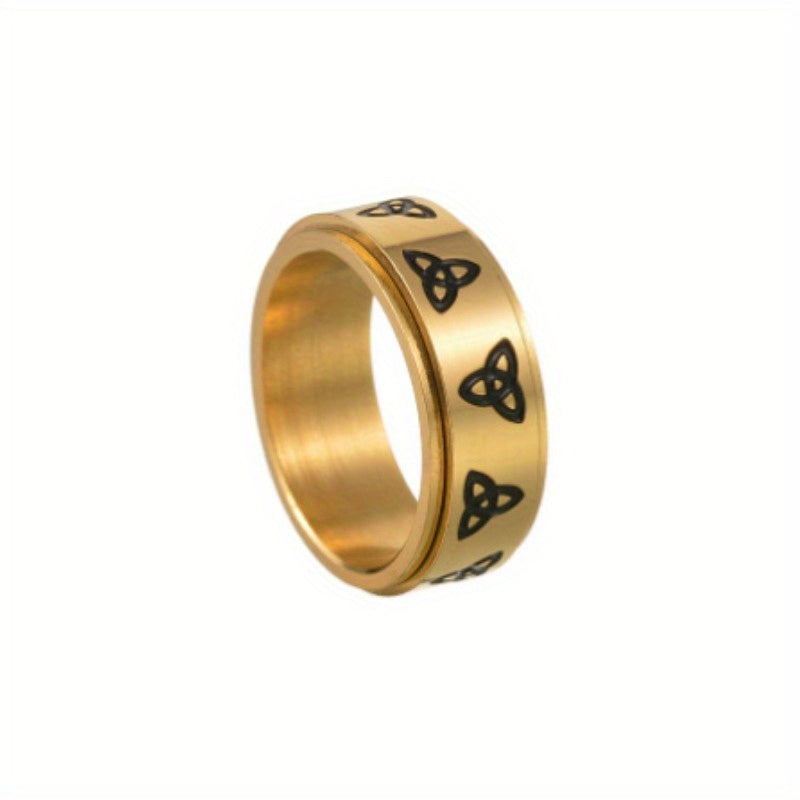 Stylish Titanium Steel Spinner Ring with Triangular Knot Design - Unisex, Rotating, Stress-Relieving, Ideal for Casual Attire & Gifting on Valentine's, Easter, St. Patrick'S Day, Vacation Accessory|Rotating Ring|Durable Construction, Without Battery