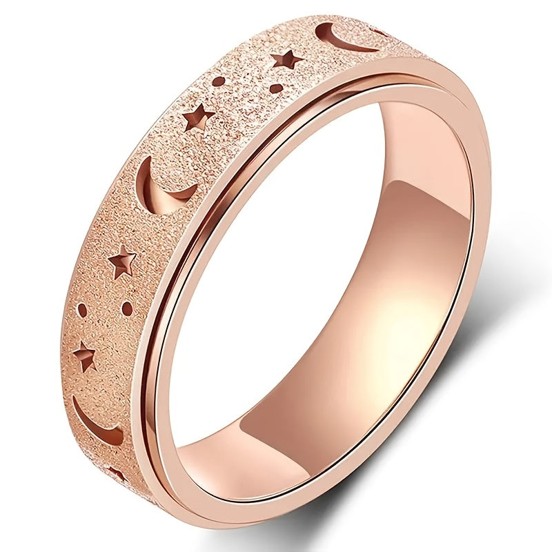 1pc / Fidget Ring Made Of 316L Stainless Steel Rotatable Design Trendy Moon And Star Design Multi Colors to Choose Match Daily Outfits