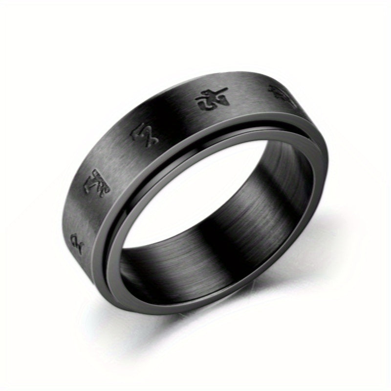 Black engraved rotating ring, suitable for American Thanksgiving and Christmas, a trendy and accessory
