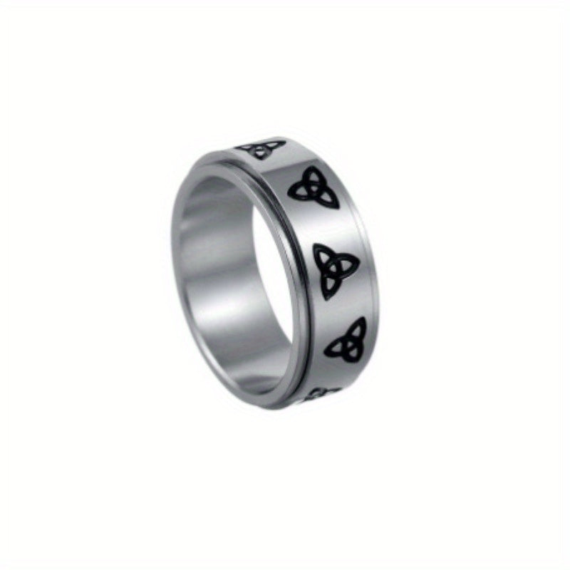 Stylish Titanium Steel Spinner Ring with Triangular Knot Design - Unisex, Rotating, Stress-Relieving, Ideal for Casual Attire & Gifting on Valentine's, Easter, St. Patrick'S Day, Vacation Accessory|Rotating Ring|Durable Construction, Without Battery