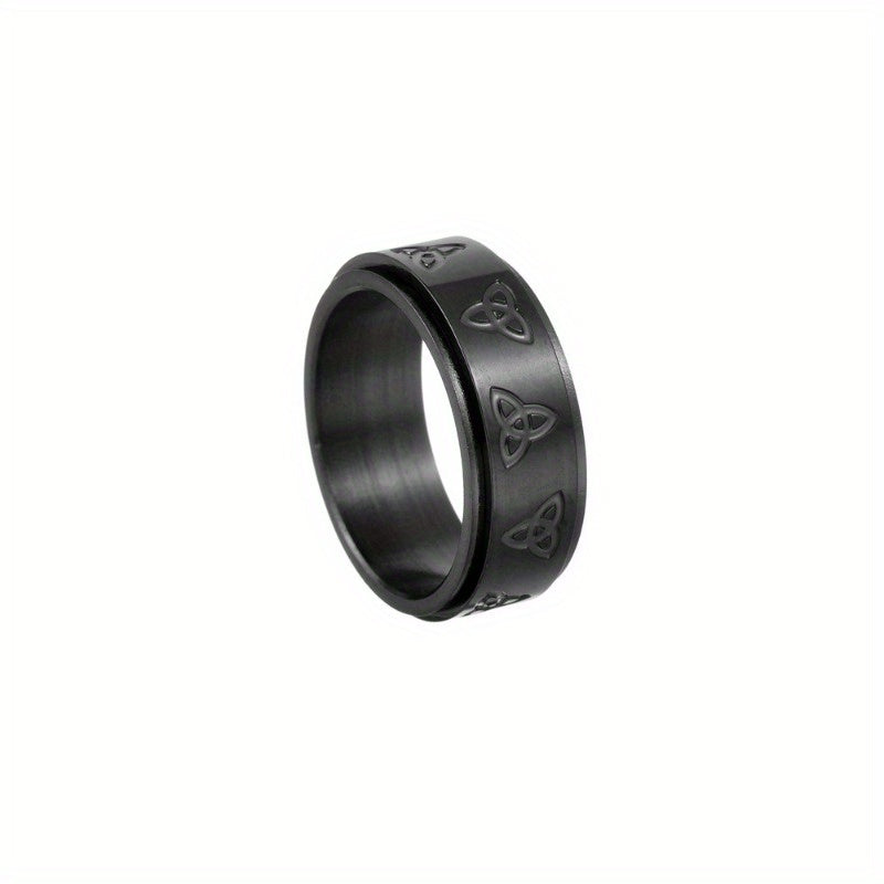Stylish Titanium Steel Spinner Ring with Triangular Knot Design - Unisex, Rotating, Stress-Relieving, Ideal for Casual Attire & Gifting on Valentine's, Easter, St. Patrick'S Day, Vacation Accessory|Rotating Ring|Durable Construction, Without Battery