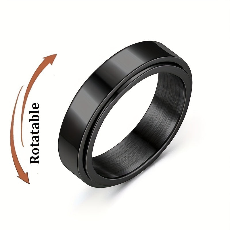 Minimalist Anxiety Ring Made of Stainless Steel Rotatable Design for Releasing Your Stress Silvery Or Black Make Your Call, Suitable for Women