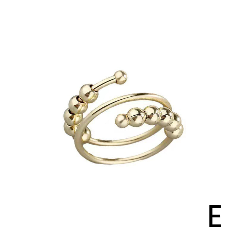 Elegant Boho Stainless Steel Anxiety Rings for Women - Anti-Stress Fidget Spinner Rings with Rainbow Beads, Rotates Freely, Adjustable Stacking Jewelry for Daily & Gift Occasions, Perfect for Christmas, Bohemian Style, Best for Christmas