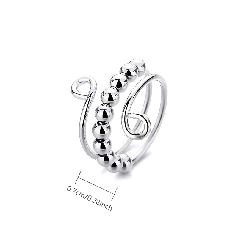 Elegant Boho Stainless Steel Anxiety Rings for Women - Anti-Stress Fidget Spinner Rings with Rainbow Beads, Rotates Freely, Adjustable Stacking Jewelry for Daily & Gift Occasions, Perfect for Christmas, Bohemian Style, Best for Christmas