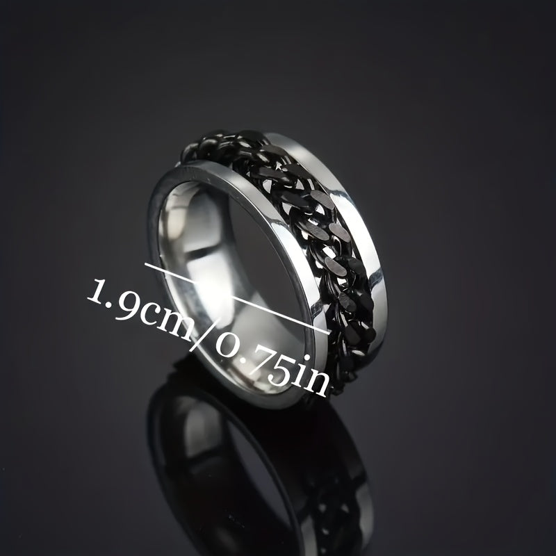 Unisex Zinc Alloy Hip-Hop Style Rotatable Chain Ring, Urban Fashion, Suitable for Wedding & Music Festival, All-Season Accessory