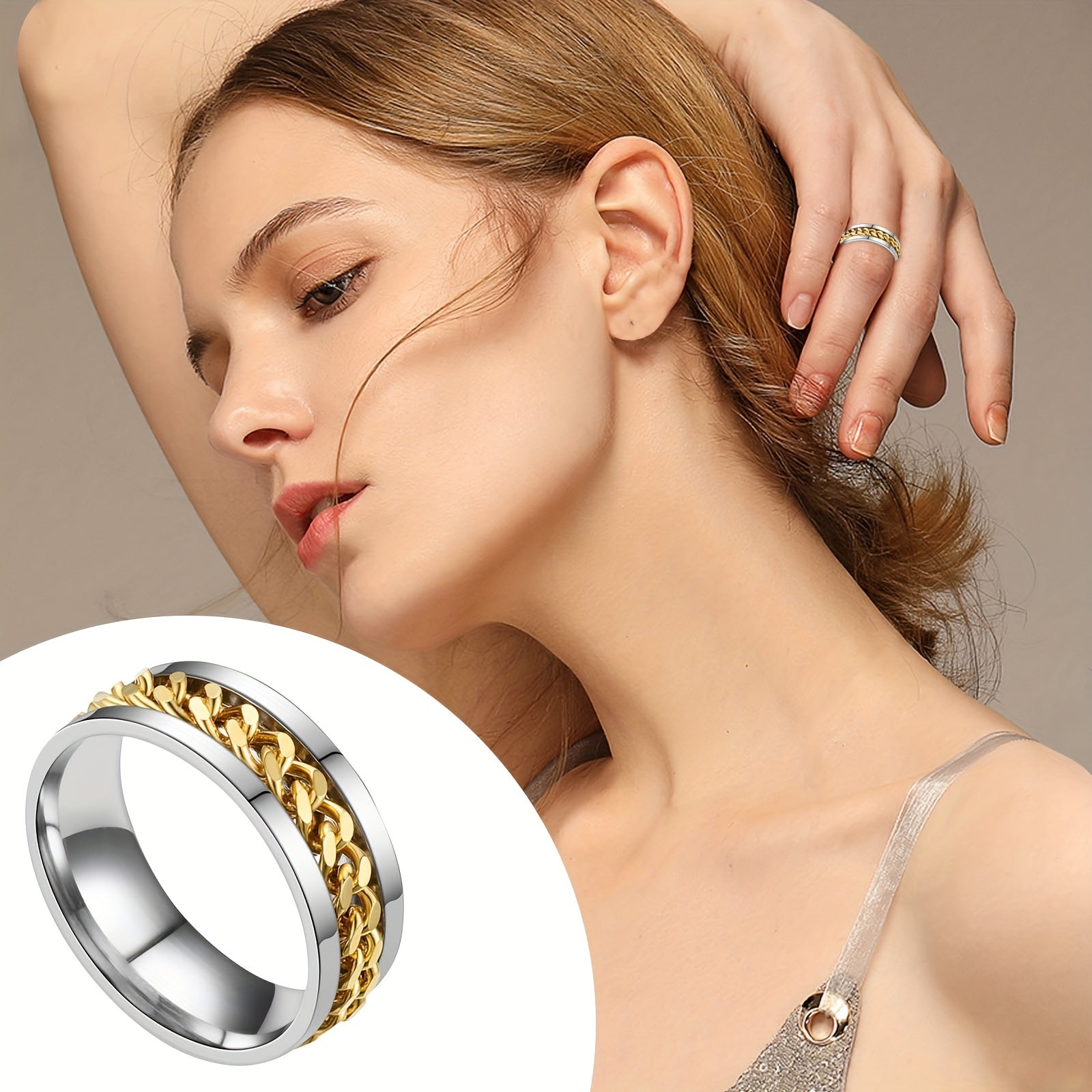 Rotating Titanium Steel Bottle Opener Ring - Male Cool Accessories, Stainless Steel Can, Chain Ring, Trend Explosion