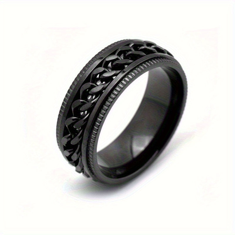 Trendy Chain Stripe Rotatable Rings with Multiple Color Options, Suitable for Festivals Such As Independence Day And Christmas, a Unique Accessory.